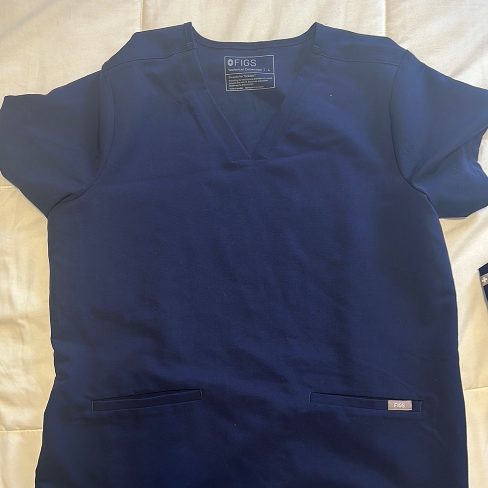 Figs Navy Blue Scrub Top
